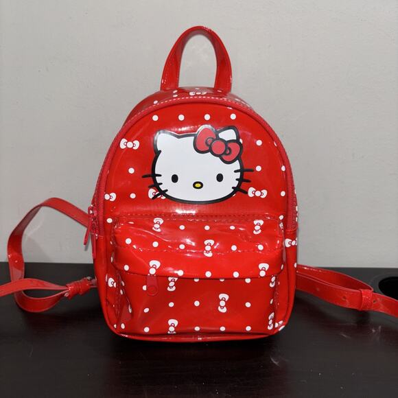 Dumbgood X Sanrio Hello Kitty Mini Backpack Red Polka Bow Dots - Picture 1 of 12